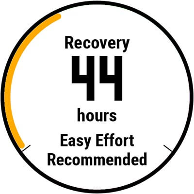 A watch screen showing recovery time.